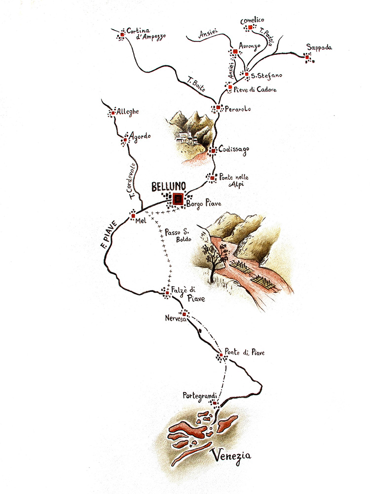 Dal bosco a Venezia, il percorso lungo i fiumi - Murales di Marta Farina, Borgo Piave