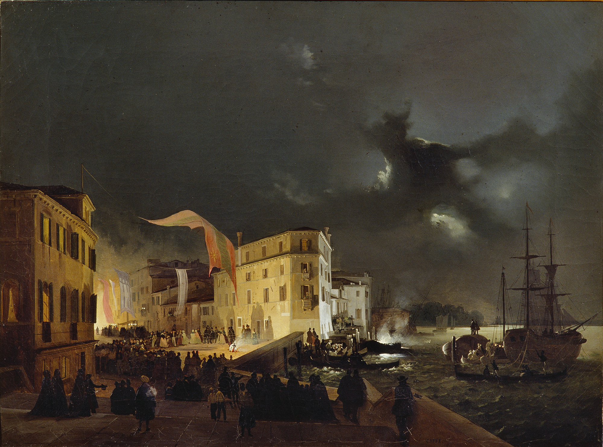 Festa notturna a San Pietro di Castello, Ippolito Caffi, Museo Civico di Belluno